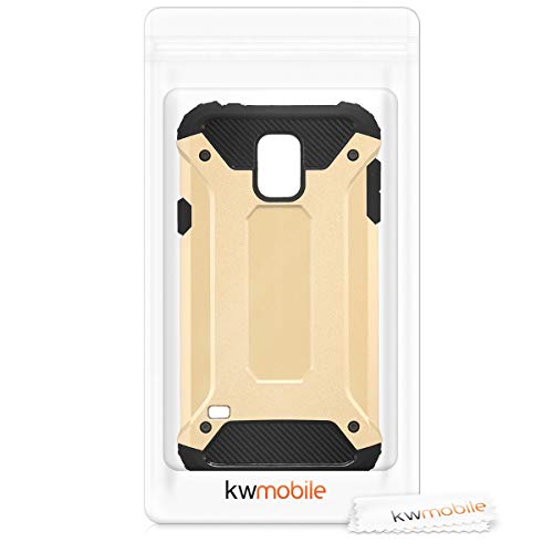 kwmobile Funda para Samsung Galaxy S5   S5 Neo - Carcasa  h  brida  de  TPU  con dise  o Transformer en  Dorado Negro 
