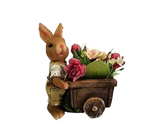 Wonderland rabbit pushing cart planter/ pot ( Resin planters, planter for home , garden and balcony decor decoration, home d