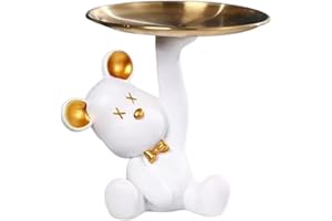Statue de personnages d'ours riant – Grande boîte de rangement en forme de bouche d'ours – Boîte de rangement pour ours heureux – Bol pour clés d'ourson – Plateau à bijoux FARYODI Vano portaoggetti