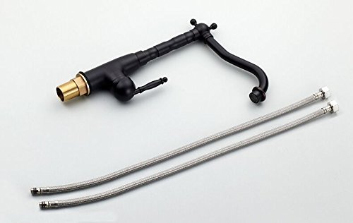 Hiendure® Einlochmontage Einhebelmischer Küchenarmatur Aus Messing Keramik-Kartusche schwenkbarer Rohrauslauf Hoher Auslauf Wasserhahn Öl-rieb Bronze - 4