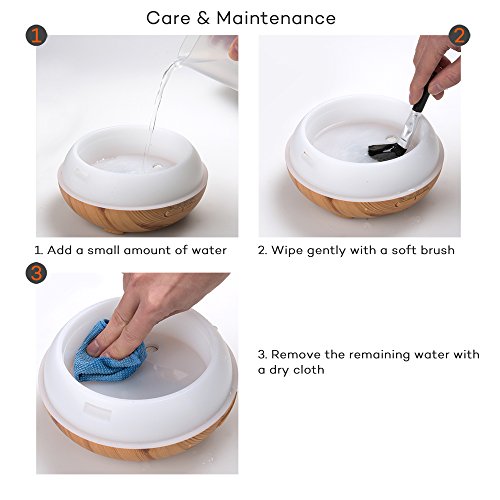 Aroma Diffuser 300ml TaoTronics Luftbefeuchter Oil Düfte Humidifier Holzmaserung LED mit 7 Farben für Yoga Salon Spa Wohn-, Schlaf-, Bade- oder Kinderzimmer Hotel - 8