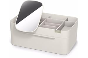 Joseph Joseph Viva Large Makeup Cosmetic Organiser with Removable Mirror, dismantles for easy cleaning Beauty Storage Drawer - Off White, 6