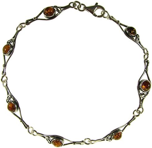 SA Bracelets7" inch/18cm Baltic amber and sterling silver 925 cognac bracelet