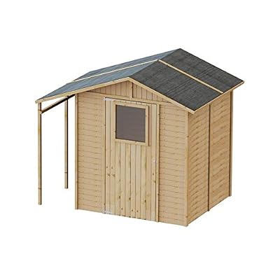 EKJU Abri de jardin avec appenti en sapin FSC -4.21m²- 235x164xh200 cm