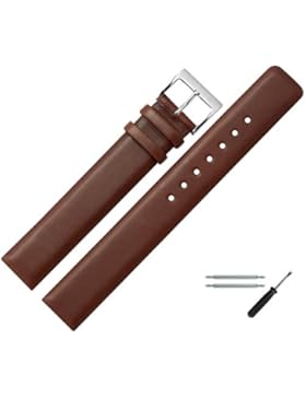 MARBURGER Uhrenarmband 20 mm Textil Braun - Inkl. Zubehör - Ersatzarmband, Schließe Silber - 6392031000120