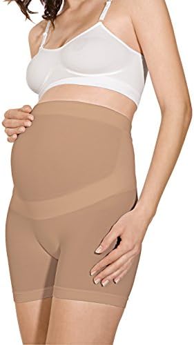 RelaxMaternity 5120 (Beige, S) Cotton Over The Bump Maternity Mid-Thigh Shorts