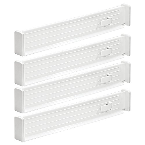 mDesign 4er-Set Schubladen-Organizer – dank verstellbarer Trennelemente Schublade organisieren – Schubladeneinsatz für Küchen- & Schlafzimmerschubladen – weiß - 7