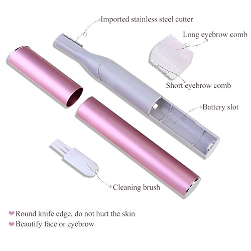NUOLUX Augenbrauentrimmer, elektrische Gesichtsbehaarung Augenbrauen Trimmer Rasierklinge (rosa) - 4
