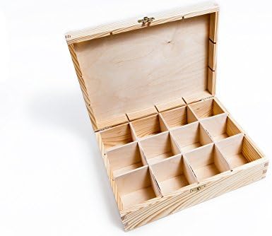 WOODEN TEA BOX 12 / UNPAINTED NEW WOODEN TEA BOX 12 SECTIONS/ART CRAFT DECOUPAGE/WOODENLAND