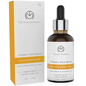 The Man Company 40% Vitamin C Face Serum With Hyaluronic Acid | Boosts Collagen | Glowing & Brightening Skin | Soft, Smooth & Supple | All Skin Types -30ml