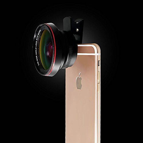 Clip-on-Phone-Lens-2-in-1-06x-Super-Ultra-Wide-Angle-Lens-125x-Macro-Lens-HD-For-Cell-Phone-Apple-iPhone-Android-Phone-iPad-Samsung-HTC-Nokia-Sony-Smartphones-Aluminum-Alloy-Optical-Glass-black-by-LC-