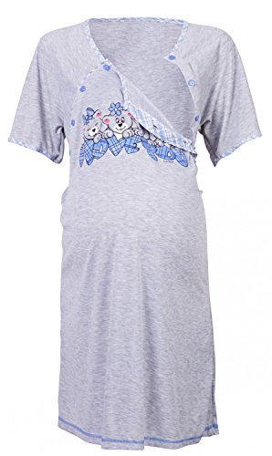 Happy Mama Women's Maternity Hospital Gown Nightie for Labour & Birth. 193p (Blue, UK 12)