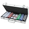CQ Poker Set 300 Chips 2x Card Decks, Dice, Dealer Button inc. Aluminium Carry Case