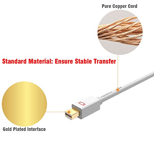 ELUTENG Mini Displayport zu HDMI Kabel 1m Thunderbolt 2 Unterstützt Mini DP auf HDMI Adapter 1080P Stecker auf Stecker HDTV Cable in Weiß - 7