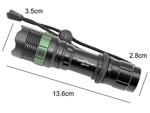 Sidiou Group Super Bright Cree T6 Led Flashlight Forch 900 Lumens 7W Zoomable Torch - 6