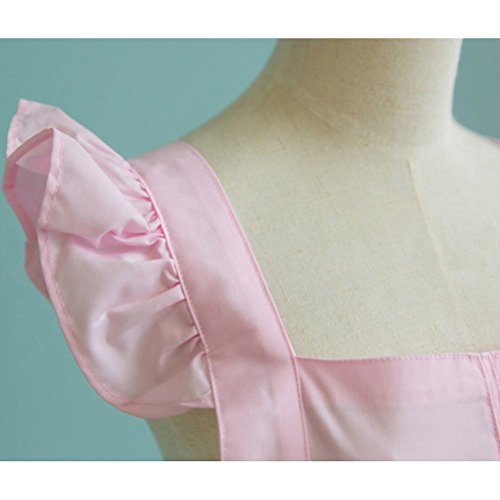 UEETEK Frau Retro-viktorianischen Kochen Schürze Chefkoch Schürzen mit Taschen zum Kochen (rosa) - 4