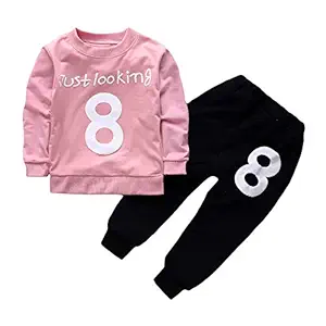 Hopscotch Boys 95% Cotton and 5% Spandex Full Sleeves Text Printed Sweatshirt and Pant Set in Pink Color for Ages 3-4 Years (YAH-3133303)