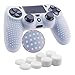 Produktbild YoRHa Studded Silikon Hülle Abdeckungs Haut Kasten für Sony PS4/slim/Pro Controller x 1 (Weiß) Mit Pro aufsätze thumb grips x 8
