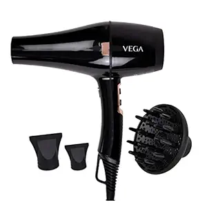VEGA Pro-Xpert 2200 W Professional Hair Dryer with Diffuser & 2 Detachable Nozzles (VHDP-03) Black