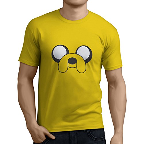 Tuning Camisetas - printed Fun T-Shirt, Men- Model horadeaventuras JAKE, Colour Amarilla- Size XL (0240-amarilla-hora-de-aventuras-JAKE-XL)