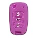 Price comparison product image Ezzy Auto Purple 3 Buttons Flip Remote Skin Jacket Silicone Cover KEY Case Holder BAG Key Fob Skin Covers replacement fit for KIA Sportage Optima Rio Soul