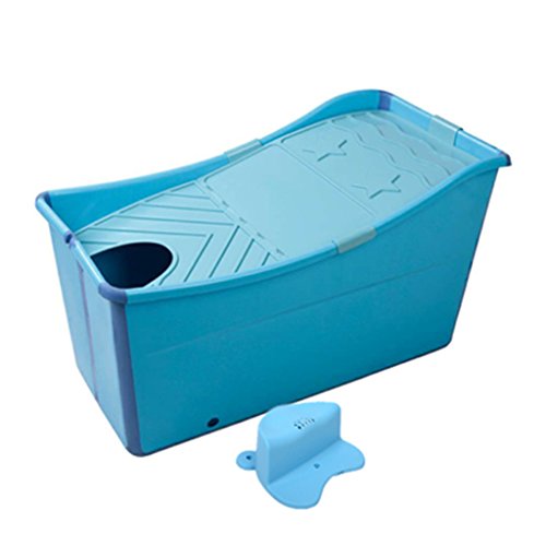 Bañera Plegable Portátil para Niños Que Aumenta el Cubo Grande del Baño del Aislamiento del Espacio (Color : Blue)