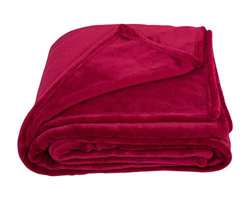 SOCHOW Flannel Fleece Throw Blanket 150cm×200cm, All Season Dark Red Blanket for Bed, Sofa,Car