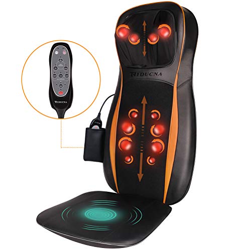 Shiatsu Back Massager Massage Chair with Heat, Deep Tissue Kneading Rollers, Vibration Seat Cushion, Adjustable Neck Height - Relax Neck Shoulder Back and Hip Muscles