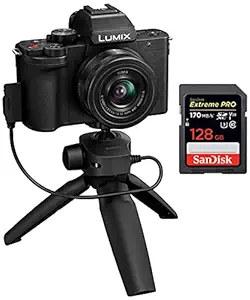 Panasonic Lumix G100 4K Mirrorless Vlogging Camera (Black) + SanDisk 128GB Extreme Pro SDXC UHS-I Card - C10, U3, V30, 4K UHD, SD Card