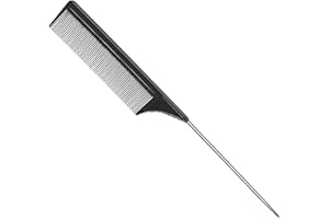 CCLKHY Peines de Cola, de Fibra Carbono Peine Cola Rata, Pintail de Acero Inoxidable, Peine de Peluquero Resistente al Calor, Peine de peluquería Antiestático, para Mujer Hombre Diferentes Tipos Pelos