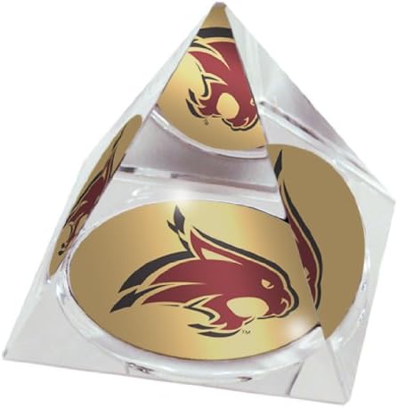 NCAA Texas State Bobcats Bobcat logo in 2" Crystal Pyramid with Colored Windowed Gift Box
