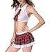 Produktbild Suitray Dessous Damen Sexy,Sexy Schülerin Outfit Damen Kostüme Dessous Set mit Krawatte Oben Hemd und Minirock