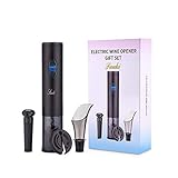 sacacorchos vinos viejos DISEÑO ATRACTIVO- La abridor de botellas electrico está hecha de aleación de aluminio con un revestimiento esmerilado para lograr una apariencia exquisita y una sensación cómoda de la mano. Las luces azules se encenderán cuando funcione, lo que puede brindarle una experiencia romántica.