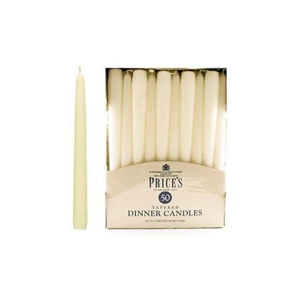 2XUnwrapped Tapered Dinner Candle, Pack of 50, Ivory Onlinecandle