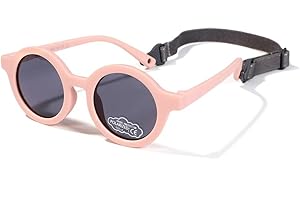 SXBCyan Gafas De Sol Redondas Polarizadas For Bebés De 0 A 36 Meses, Tonos De Goma Flexibles con Correa For Niños Pequeños Recién Nacidos (Color : Pink)