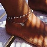 Jovono - Tobillera hecha a mano para playa, yoga, fiesta y noche y otros eventos.