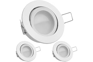 LEDANDO 3er LED Einbaustrahler Set Weiß mit LED GU10 Markenstrahler 5W DIMMBAR - warmweiss - 110° Abstrahlwinkel - schwenkbar - 35W Ersatz - A+ - LED Spot 5 Watt - Einbauleuchte LED rund