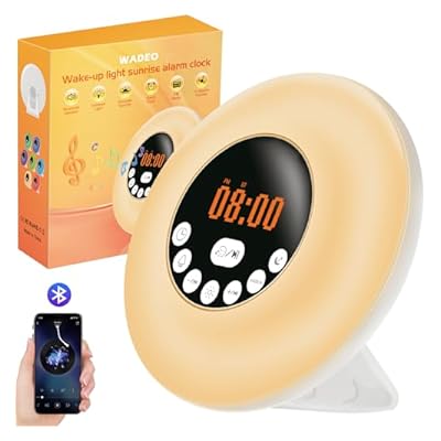 Wadeo Sunrise Alarm Clock, Wake Up Light Sunrise Alarm Clock With 6-color Switch And Fm Radio, Daylight Alarm Clocks With Multiple Nature Sounds, Touch Control & Snooze Function