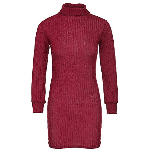 OSYARD Pull Femme Chic Casual Mode Robe Vintage à Manche Longues Col Haut Ultra Sexy Pull Dress Automne Hiver