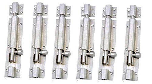 Smart Shophar Brass Hex Tower Bolt 6 Inches Nickel Silver Pack of 6 - Reliable Tower Bolt Set for Doors and Gates - Modern Appeal, Long-Lasting Performance