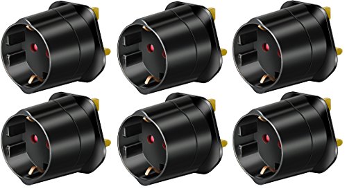 6er Sparpack Brennenstuhl Reisestecker Adapter, Steckdosenadapter Reise (Für: England Steckdose und Euro Stecker) Farbe: schwarz (6x 1 Stück)
