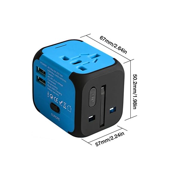 Adaptador Enchufe de Viaje Universal Dos Puertos USB para US EU AU de 150 Países - Imagen 5