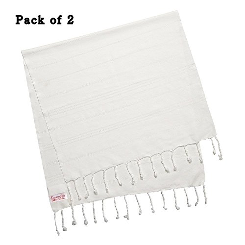 Hammam Bath, Hair, Hand Towel, Casablanca White. Pack of 2 Small Towels (100 cm x 50cm / 39.3'' x 19.7'')
