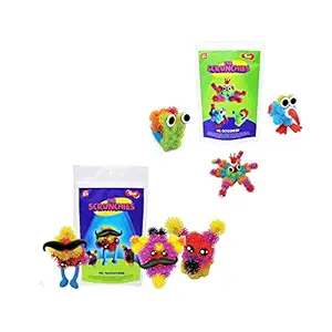 Toiing Scrunchies Mooshtang & Octoshriek Combo| Innovative Construction & Building Set | DIY Monster Kits | Art & Craft Kit for Kids