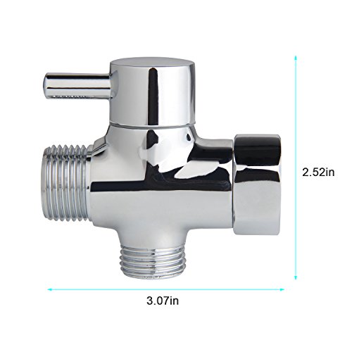 Hltd 3-Wege-Dusche Arm Umsteller Ventil, 1/2 Zoll IPS massivem Messing Duschsystem Ersatzteil für Thermostat-Handbrause und Feste Sprühkopfdichtung, Chrom poliert - 2