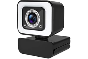 DOUBLECARE Full HD Webcam con Microfono Para PC, Cámara Web Usb 1080P Con Luz LED Accesorios De Computadora Plug & Play Ideal Para Videollamadas Y Grabación, Estudio, Conferencias Web, Transmisión En Vivo, Zoom