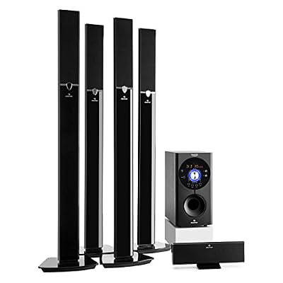 auna Areal 653 • Système Son Surround 5.1 • Home cinéma • Système d'enceintes • 145 Watt RMS • Sidefiring-Subwoofer 16,5 cm (6,5") • Bassreflex • 5 Enceintes Satellites • Bluetooth • Port USB • Noir