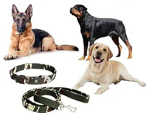 Pedigone 1.5 inch Dog Belt 3D Military Printed Dog Collar Belt Specially for Big Dogs Adjustable Neck Size 51cm - 62cm Dog Collar Leash