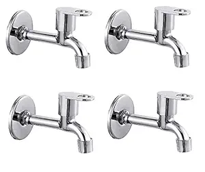 Jagger Oreo Stainless Steel Long Body taps for Bathroom and Kitchen taps with Chrome Finish and Quarter Turn Fitting ( Free Wall Flange and Teflon Tape ) Set of 4