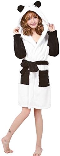 ONAMANO Panda Bathrobe with Hood Soft and Warm Robe for Women with Pockets